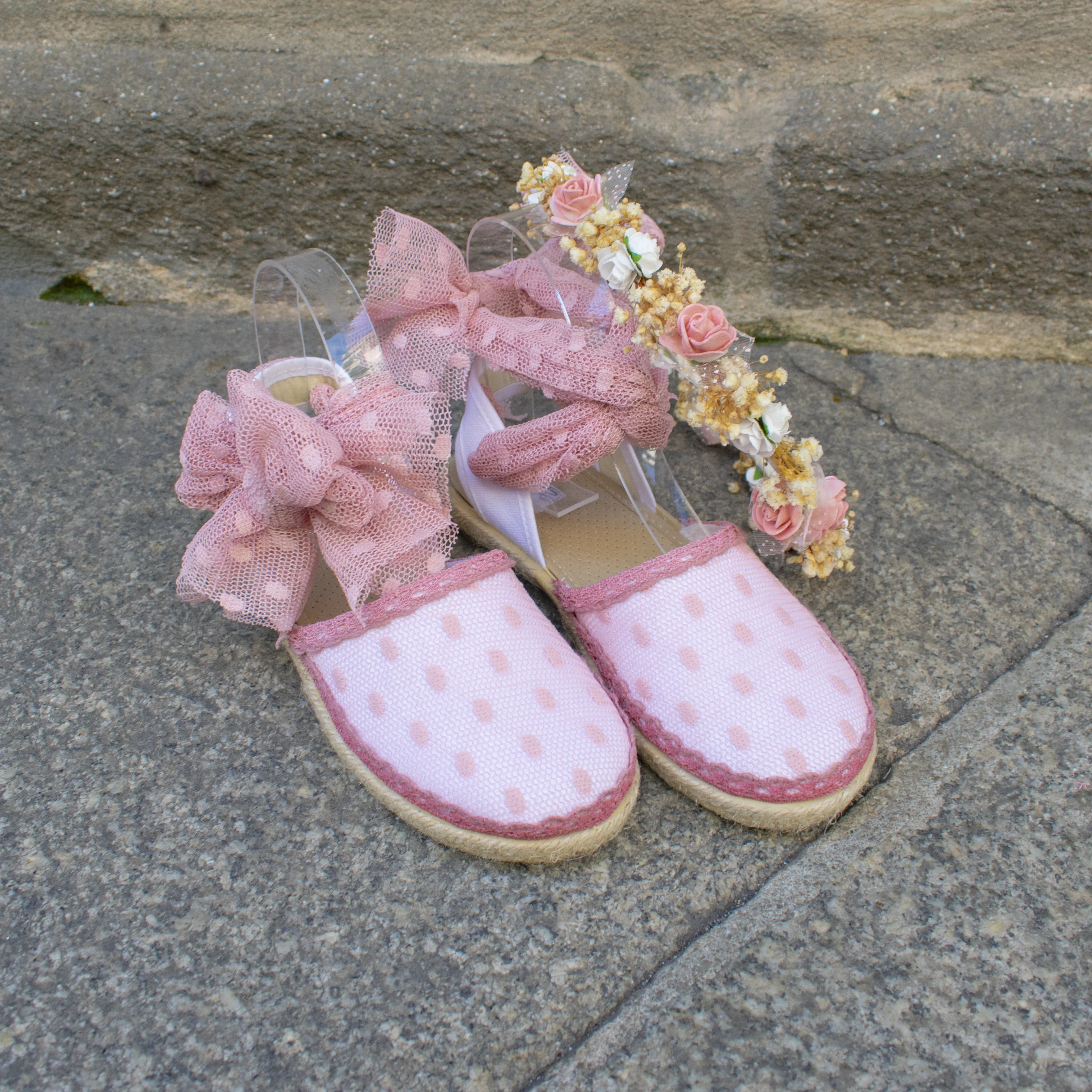 Alpargatas de niña para comunion con tiara a juego Alpargatas de niña para comunion con tiara a juego