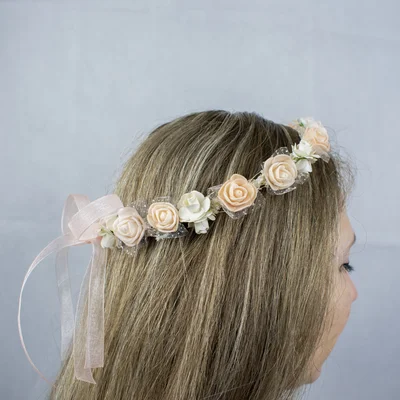 Diadema para comunion niña, tonos rosa y salmon Diadema para comunion niña, tonos rosa y salmon
