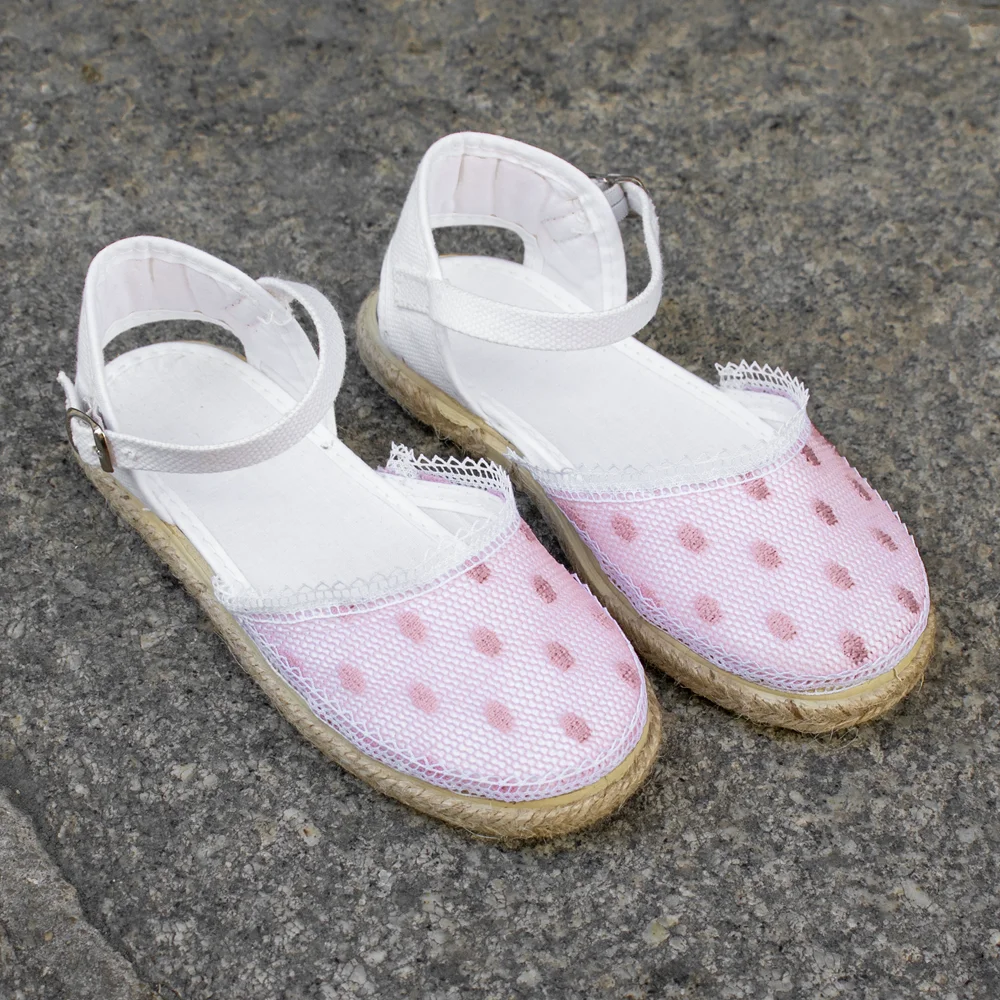 Zapatillas esparto niña con tul rosa Zapatillas esparto niña con tul rosa