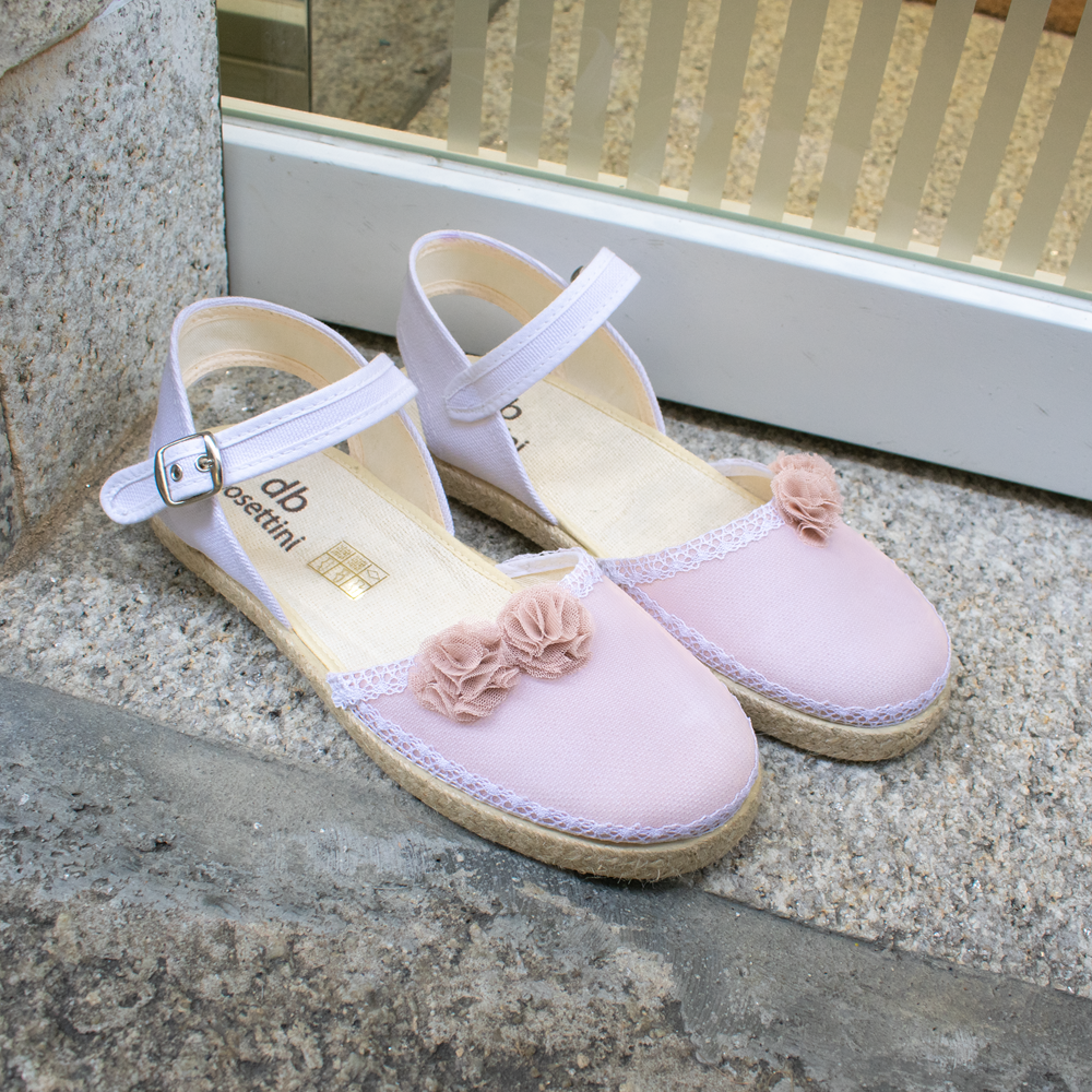 Zapatillas de esparto para comunion en tono rosa Zapatillas de esparto para comunion en tono rosa