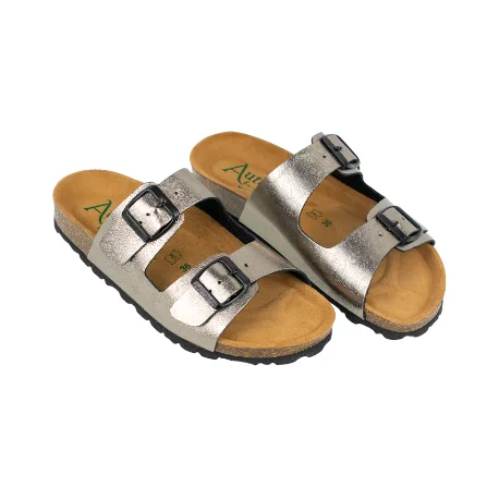 Sandalias Plana Mujer, Marca Autenti, modelo 11096, platino
