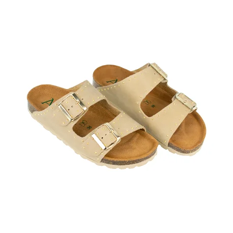 Sandalias Mujer, Tachas, marca Autenti, modelo 13843, beis