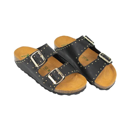 Sandalias Mujer, Tachas, Autenti, modelo 13843, negro