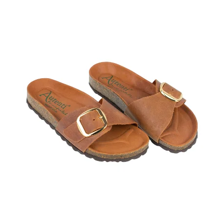 Sandalia Mujer, Hebilla Ancha, marca Autenti, modelo 9761, marron