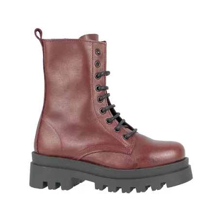 Bota militar de plataforma color granate