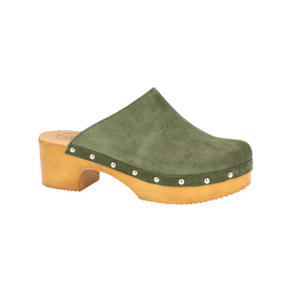 Zueco de tacon para mujer marca Help The Trees en verde