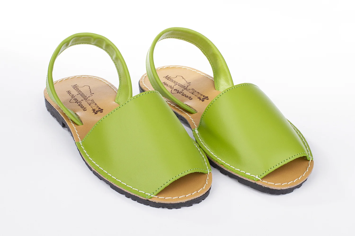Menorquinas planas para mujer color verde