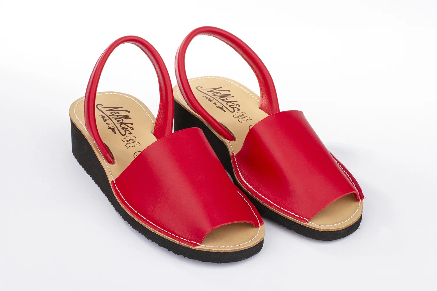 Menorquinas de cuña para mujer color rojo