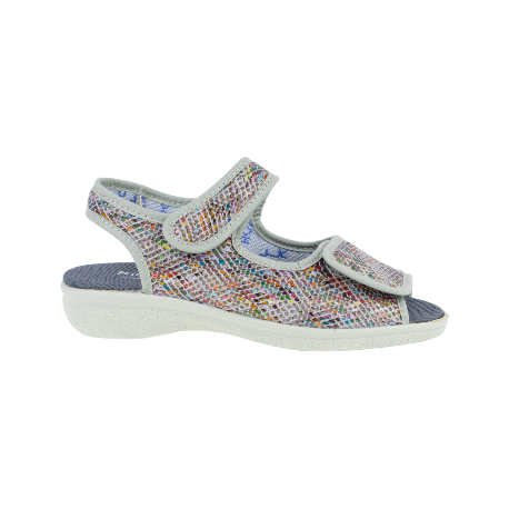 Sandalia confort con velcros color gris Plumaflex
