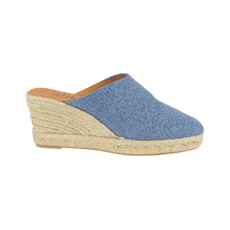 Zueco, mujer, esparto, piel, Carmen Garcia, modelo 212s5, color azul