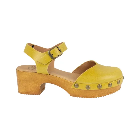 Zuecos para mujer con tira marca Help The Trees en amarillo