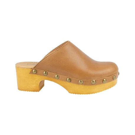 Foto de Zueco Tacon ancho Mujer Marron Tachas Piel Marca Help The Trees Modelo 6195702 