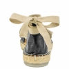 Alpargata Plana Negra de Piel con Lazo y Pulsera Top3 