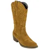 Bota campera piel serraje bordado tacón medio SS1985