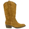 Bota campera piel serraje bordado tacón medio SS1985