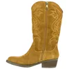 Bota campera piel serraje bordado tacón medio SS1985