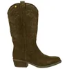 Bota campera piel serraje bordado tacón medio SS1985