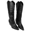 Bota Campera Negra Piel Caña Alta Cremallera Tacón Alto Inway Bali