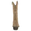 Bota campera piel serraje bordada tacón medio cremallera marrón taupe y marrón chocolate SS1985