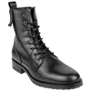 Bota Militar Piel Negro Plana Cremallera y Cordón Innovation 2068N