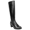 Bota Piel Negro Caña Alta Doble Elástico Trasero Cremallera Lateral Tacón Medio Kaola 8825