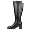 Bota Piel Negro Caña Alta Doble Elástico Trasero Cremallera Lateral Tacón Medio Kaola 8825