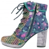 Botines de Tacón Laura Vita con Diseño Floral y Geométrico Multicolor - NACIO 46