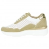 Zapatilla Urbana Piel Blanco Cuña Media Cordón y Cremallera Plantilla Extraíble Amarpies AMD30258