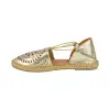 Alpargatas Planas de mujer en Piel Troquelada Blanco Camel Dorado Punta Talon Top3 NANSY