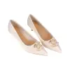 Zapatos Salón Mujer Raso Negro Beige Adorno Punta Fina Tacon Chupete Guapissima JM013E