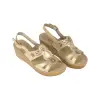 Sandalia Elegante de Mujer Blanca Dorada y Negra con Cuña y Abalorios Inblu GM000043