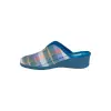 Pantuflas Mujer Invierno Abiertas Cuña Azul Estampado a Cuadro Paño J. Ortega 1800