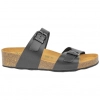 Sandalias Bio de Piel Negra con Cuña de Corcho y Doble Hebilla - Autenti 12284