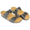 Sandalias Bio de Piel Negra con Cuña de Corcho y Doble Hebilla - Autenti 12284