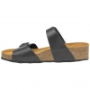 Sandalias Bio de Piel Negra con Cuña de Corcho y Doble Hebilla - Autenti 12284