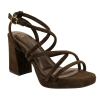 Sandalia Tacón Ancho Alto Plataforma Tiras Finas Marrón Chocolate Buonarotti A- 6009