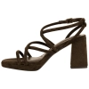 Sandalia Tacón Ancho Alto Plataforma Tiras Finas Marrón Chocolate Buonarotti A- 6009