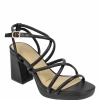 Sandalias de Fiesta Negras con Tacón de Bloque y Tiras Finas - Buonarotti A-3257