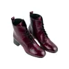 Botines Elegantes Mujer Beis Granate Negro Charol Piel Cordón Cremallera Wikers E-127