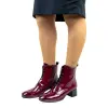 Botines Elegantes Mujer Beis Granate Negro Charol Piel Cordón Cremallera Wikers E-127