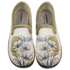 Zapatilla Cerrada Casa Plumaflex Mujer Beis Estampado Amapolas Plana 12215