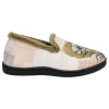 Zapatilla Cerrada Casa Plumaflex Mujer Beis Estampado Amapolas Plana 12215