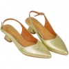 Zapato Salón Dorado Destalonado Tacón Bajo y Ancho Daniela Vega 2618 V