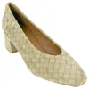 Zapato Salón Antelina Trenzada Beis Tacón Medio Buonarotti 6108