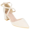 Zapato de Salón Beis Punta y Talón Cruzado Empeine Tacón Bajo Colour Cherie J-82