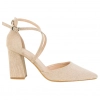 Zapato Salón Punta Talón Tiras Cruzadas Empeine Tacón Ancho Medio Ideal Shoes 8709