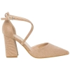 Zapato Salón Punta Talón Tiras Cruzadas Empeine Tacón Ancho Medio Ideal Shoes 8709