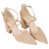 Zapato Salón Punta Talón Tiras Cruzadas Empeine Tacón Ancho Medio Ideal Shoes 8709