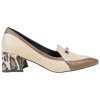 Zapato Vestir Punta Combinado Tacón Medio Animal Beis Print Azarey 578K380