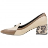 Zapato Vestir Punta Combinado Tacón Medio Animal Beis Print Azarey 578K380